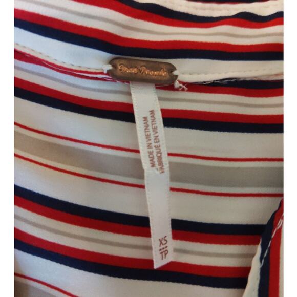 Free People Sz XS Mad About You Button Up Silky Shirt Striped Boxy Oversized - Picture 5 of 5